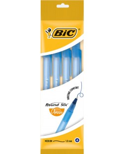 Set kemijskih olovaka BIC Round Stic Classic - 1.0 mm, plavi, 4 kom.