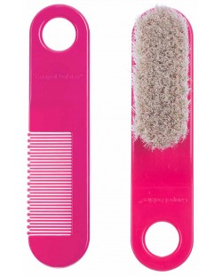 Komplet za kosu Canpol - Od mekane prirodne dlake, ružičaste boje