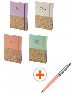 Set kalendar-dnevnik Spree - Pastel Pop, s olovkom Parker Royal Jotter Originals Glam Rock, ružičasta
