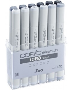 Set markera Too Copic Sketch - Hladni sivi tonovi, 12 boja