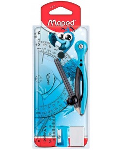 Set za crtanje Maped Essentials Kids - 8 dijelova, sa šestarom, plavi