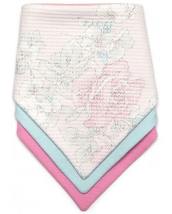 Set bandana za bebe Kiki Bibs - Pink Rose, 3 komada