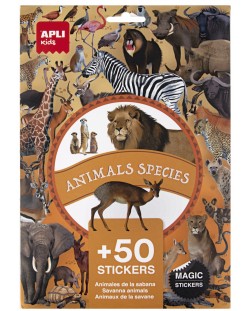 Set naljepnica Apli Kids - Životinje savane, 50 komada