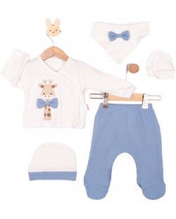 Set za novorođenčad Agucuk - 5 dijelova, žirafa, plavi