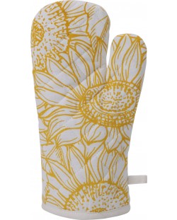 Kuhinjska rukavica s motivom cvijeća H&S - 18 x 32 cm, pamuk, žuta