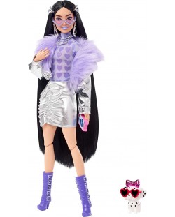 Lutka Barbie Extra - S crnom kosom, ljubičastim čizmama i dodacima