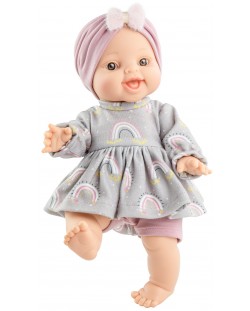 Lutka-bebe Paola Reina Los Gordis - Anika, s tunikom s dugama i turbanom, 34 cm