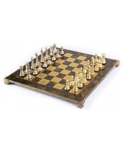 Luksuzni šah Manopoulos - Staunton, smeđi i zlatni, 44 x 44 cm