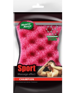 Masažna spužva za tijelo Tidbits of Life - Sport Champion, 1 komad, crno i ružičasto