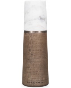 Mlinac za sol Cole & Mason - Marble, 18.5 х 6 cm, drvo i bijeli mramor