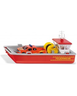 Metalna igračka Siku - Vatrogasni čamac s kamionetom, 1:50