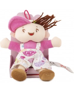 Mekana lutka Amek Toys - Dječak s ružičastom kapom, 14 cm