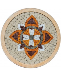 Mozaik Neptune Mosaic - Medaljon, s narančastim cvijetom