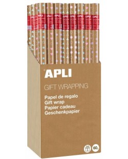 Papir za pakiranje Apli - kraft, s krugovima u boji, 2 х 0.70 m