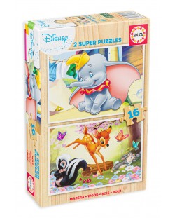 Puzzle Educa od 2 х 16 dijelova - Dumbo i Bambi