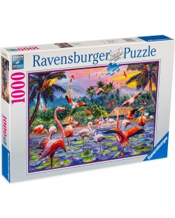 Slagalica Ravensburger od 1000 dijelova - Pink flamingos