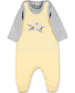 Pamučni kombinezon za bebe s majicom Sterntaler - Žuto pače, 50 cm, 0-2 mjeseca