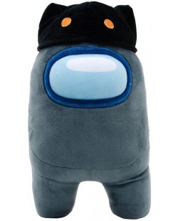 Plišana figura YuMe Games: Among Us - Black Crewmate with Cat Head Hat, 30 cm