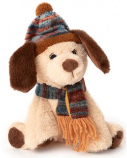 Plišana igračka Amek Toys - Božićni pas sa šeširom i šalom, 20 cm