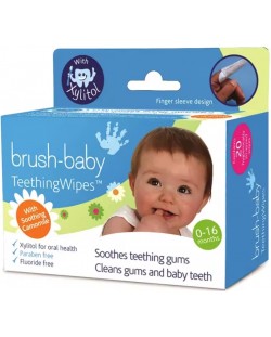 Maramice za čišćenje desni i zuba Brush Baby - 0-16 mjeseci, 20 komada