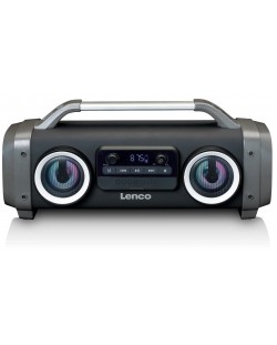 Prijenosni zvučnik Lenco - SPR-100BK, vodootporan, crno/sivi