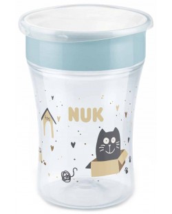 Prijelazna čaša NUK - Magic Cup, 8 m+, 230 ml, Cat & Dog, siva