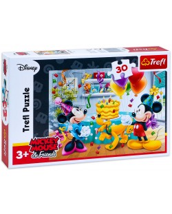Puzzle Trefl od 30 dijelova - Mickey Mouse, rođendanska torta
