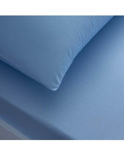 Set plahte s gumicom i jastučnice TAC - 100% pamuk P, za 100 x 200 cm, plava