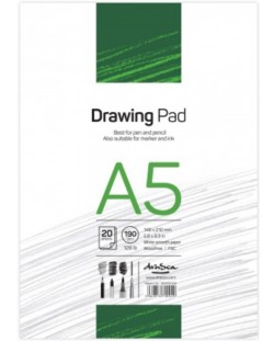 Blok za crtanje Drasca Drawing pad - 20 bijelih listova, A5