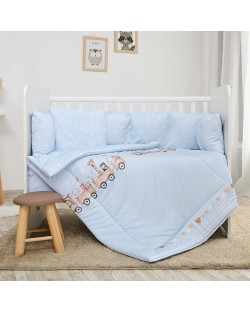 Set za spavanje za bebe Lorelli - Lili, 60 x 120 cm, Vlak, plavi