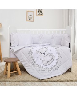 Set za spavanje za bebe Lorelli - Lili, 60 x 120 cm, Medo, sivi