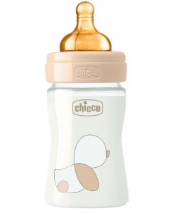 Staklena bočica Chicco - Original Touch, 150 ml, bež