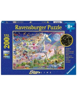 Svjetleća slagalica Ravensburger od 200 XXL dijelova - Leptiri i jednorog