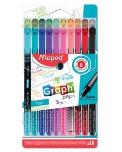 Fineliner flomasteri Maped Graph Peps Decorated - 20 boja, 0.4 mm