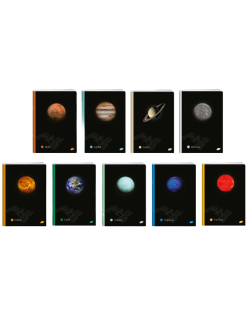 Bilježnica Elisa - Planets, A5, 62 listа, široki redovi, asortiman