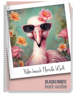 Bilježnica sa spiralom Black&White Beach Vacation - A4, 80 listova, široki redovi, asortiman