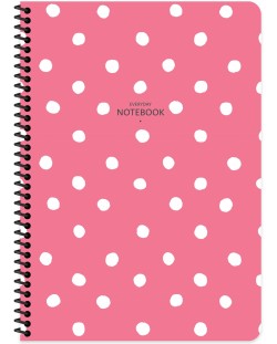 Školska bilježnica sa spiralom Keskin Color Polka Dot - A4, 80 listova, široki redovi, asortiman