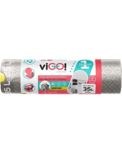 Vreće za smeće s vezicama viGО! - Premium №1, 35 l, 15 komada, srebrnaste