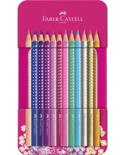 Olovke u boji Faber-Castell Sparkle - 12 boja, metalna kutija