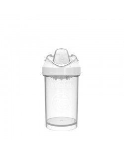 Čaša za bebe s prijelaznim vrhom Twistshake Crawler Cup  - Bijela, 300 ml