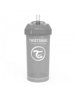 Dječja šalica sa slamkom Twistshake Straw Cup - Siva, 360 ml