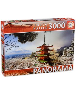 Panoramska zagonetka Educa od 3000 dijelova - Vrh Fuji i Pagoda Chureito, Japan