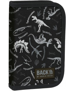Školska pernica s priborom Derform BackUp - Black dinosaurs, 1 zatvarač