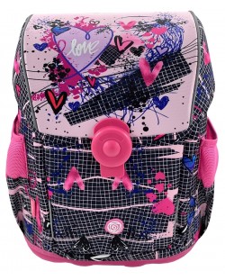 Ergonomski školski ruksak Kaos - Pink Love, s poklopcem