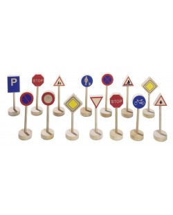 Drvena oprema za igru Goki – Prometni znakovi, komplet