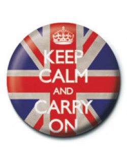 Bedž Pyramid Humor: Keep Calm - Carry On (Union Jack)