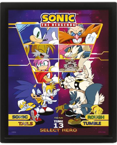 3D poster s okvirom Pyramid Games: Sonic - Select Your Fighter - 1