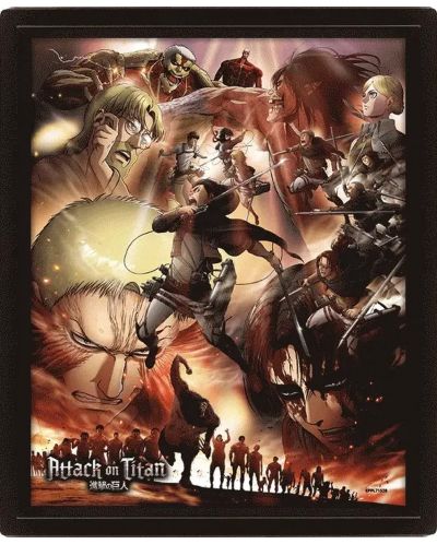 3D poster s okvirom Pyramid Animation: Attack on Titan - Epic Struggle - 1