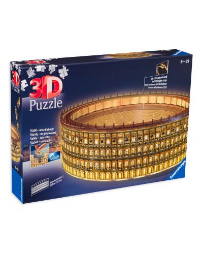 3D Slagalica Ravensburger od 216 dijelova - Koloseum, svjetleći - 1