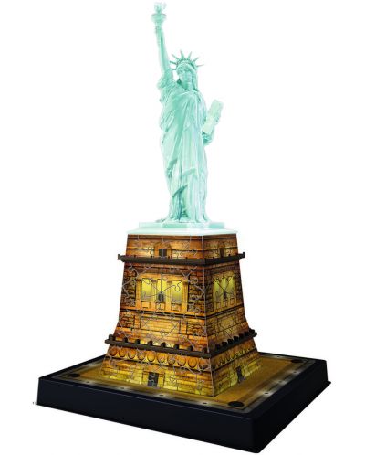 3D slagalica Ravensburger od 120 dijelova - Kip slobode noću, svjetleća  - 2